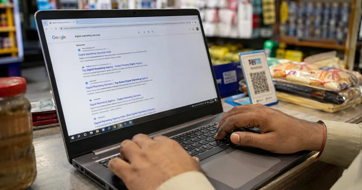A Daltonganj business owner managing Google Ads campaigns on a laptop